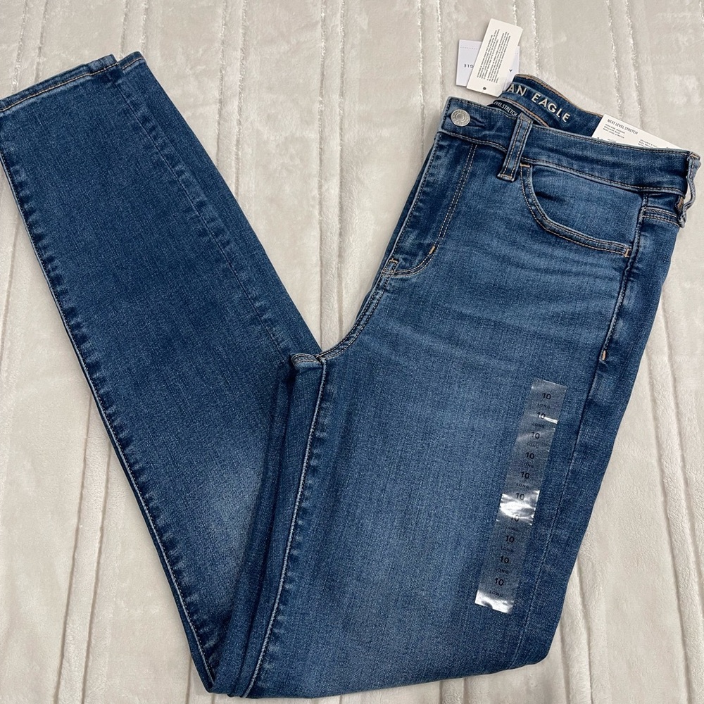 American Eagle Outfitters Women's Dark Blue Skinny Jeans, 10 LONG
